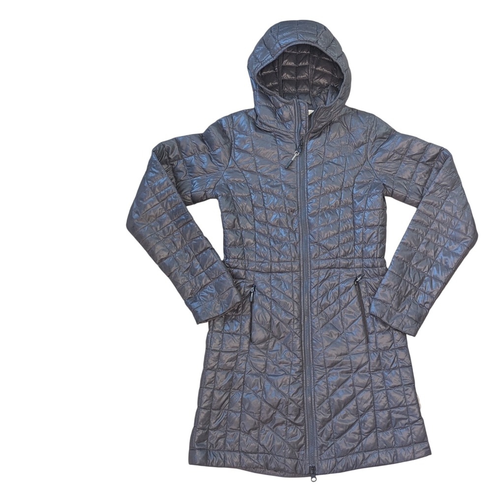 The North Face Womens ThermoBall Eco Parka Quilted Hooded Jacket Grey XS